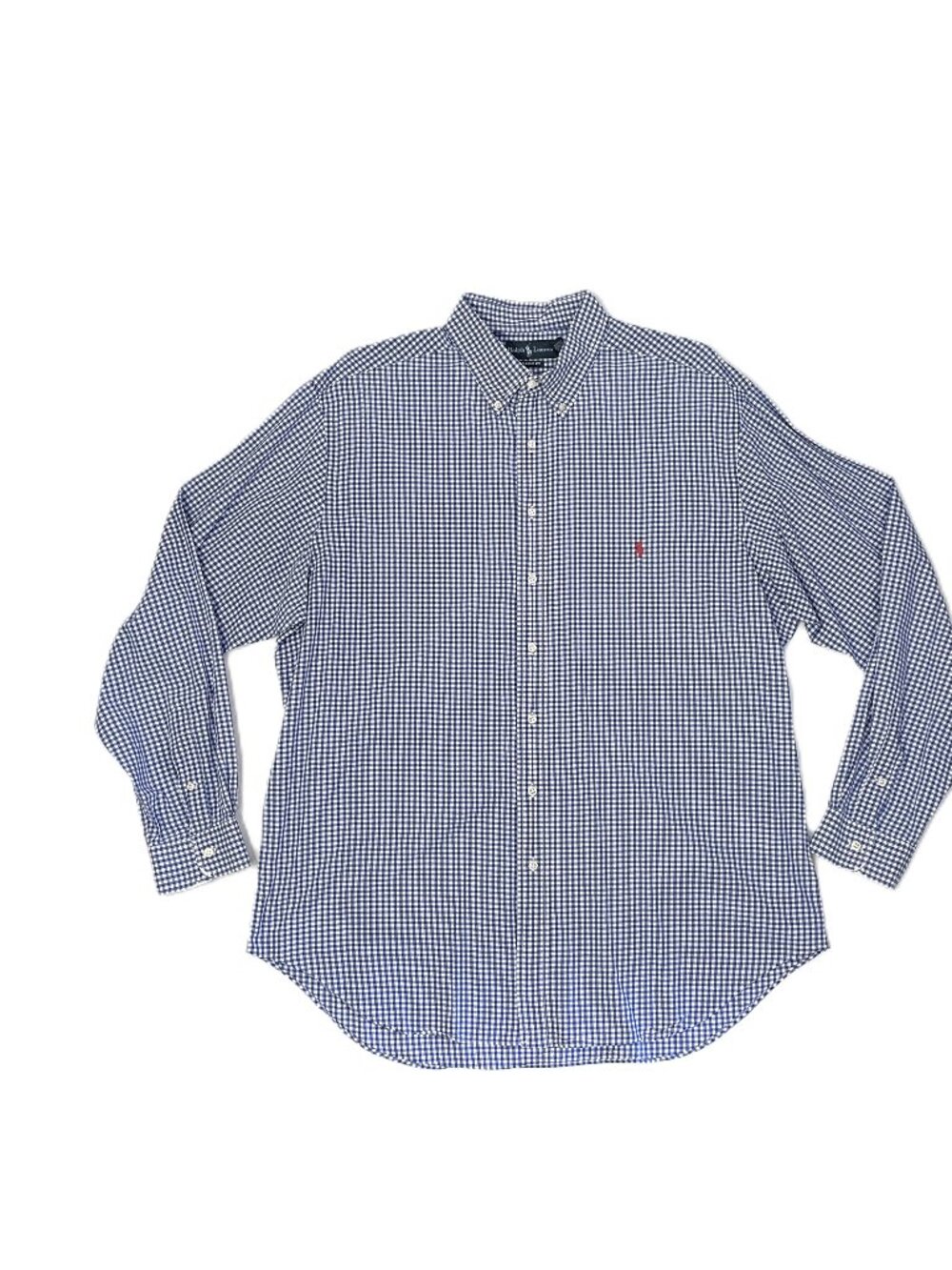 Ralph Lauren Shirt Mens 2XLT Tall Blue Gingham Check 100% Cotton Classic Button